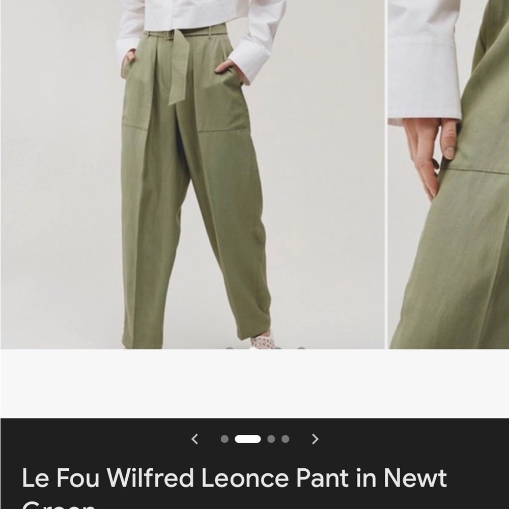 EUC WILFRED LE FOU NEWT GREEN LEONCE HIGH WAISTED BELTED TROUSER - Picture 5 of 7